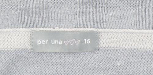 Per Una Women's Grey Striped Pullover Jumper