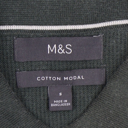 Marks and Spencer Men's Green Polo Shirt, Size S, Classic Style