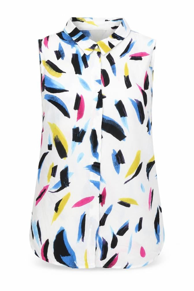 Front view of Monsoon Women's Multicoloured Collared Blouse, size 10