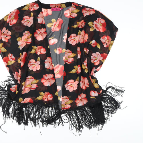 Boohoo Floral Kimono - Women's Medium, Black