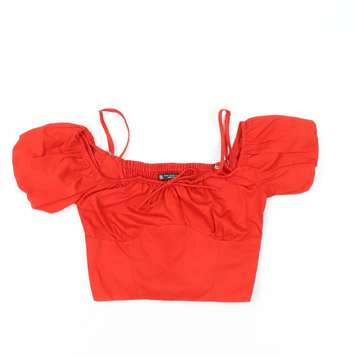 Zara Women’s Red Cropped Blouse XS Square Neck