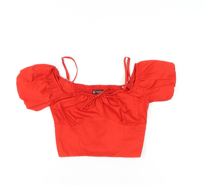 Zara Women’s Red Cropped Blouse XS Square Neck