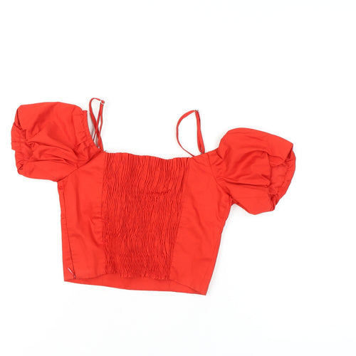 Zara Women’s Red Cropped Blouse XS Square Neck