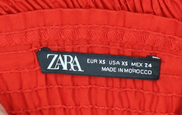Zara Women’s Red Cropped Blouse XS Square Neck