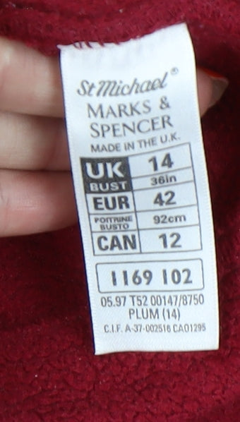 Marks and Spencer Women's Red Fleece Jacket, Size 14