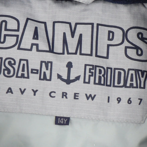 Camps Boys Grey Puffer Jacket Size 14Y Nautical Theme