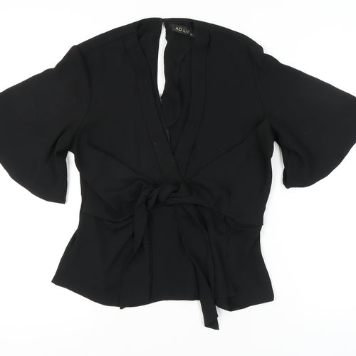AD LIB Black Women's Wrap Blouse, Size 10