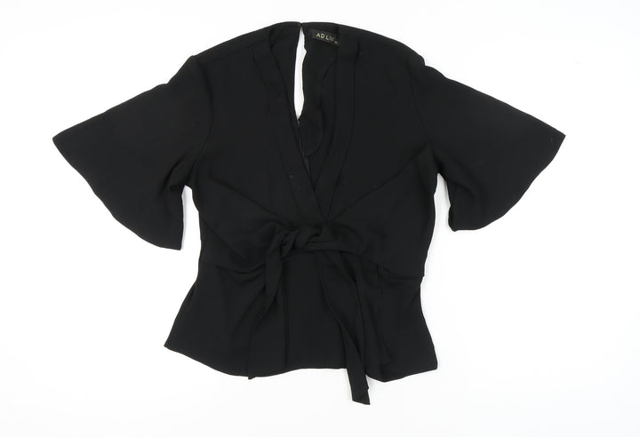 AD LIB Black Women's Wrap Blouse, Size 10