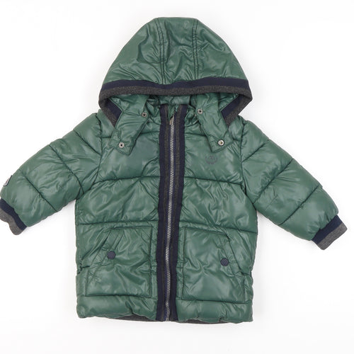 Mayoral Boys Green Puffer Jacket Age 2 Winter Warm Hooded