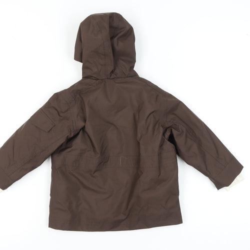 Quechua Boys Brown Parka Jacket, Hooded Mid-Length 2 Years