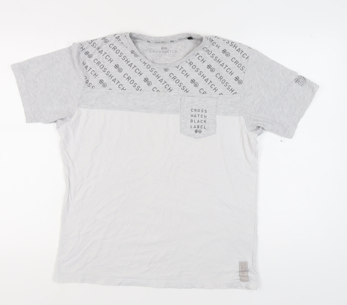 Crosshatch Men's Grey Graphic Print T-Shirt Size L