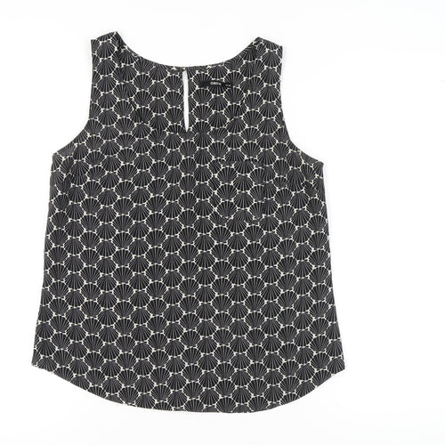 Oasis Women's Black Geometric Sleeveless Blouse Size 12