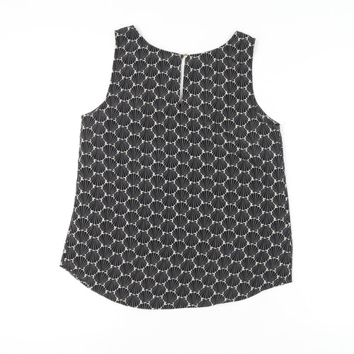 Oasis Women's Black Geometric Sleeveless Blouse Size 12