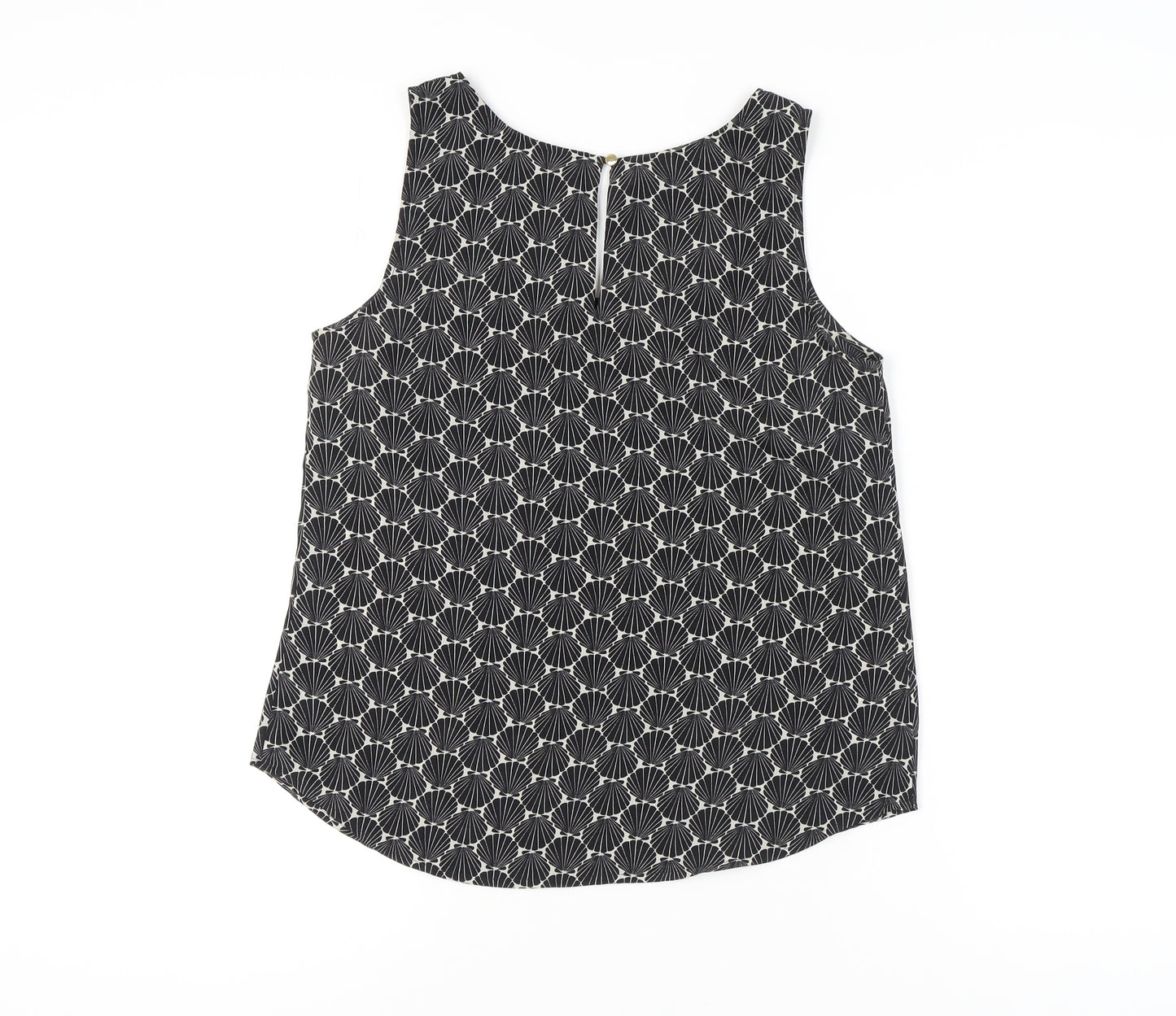 Oasis Women's Black Geometric Sleeveless Blouse Size 12