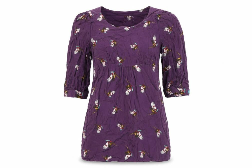 Front view of Joules Women's Purple Tunic XS Balloon Sleeve