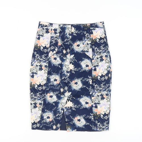 Oasis Women's Blue Floral Pencil Skirt Size 8