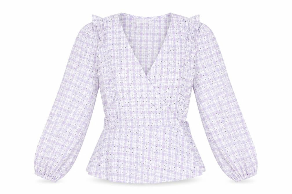 Front view of Oasis Women’s Multicoloured Wrap Blouse, size UK 10