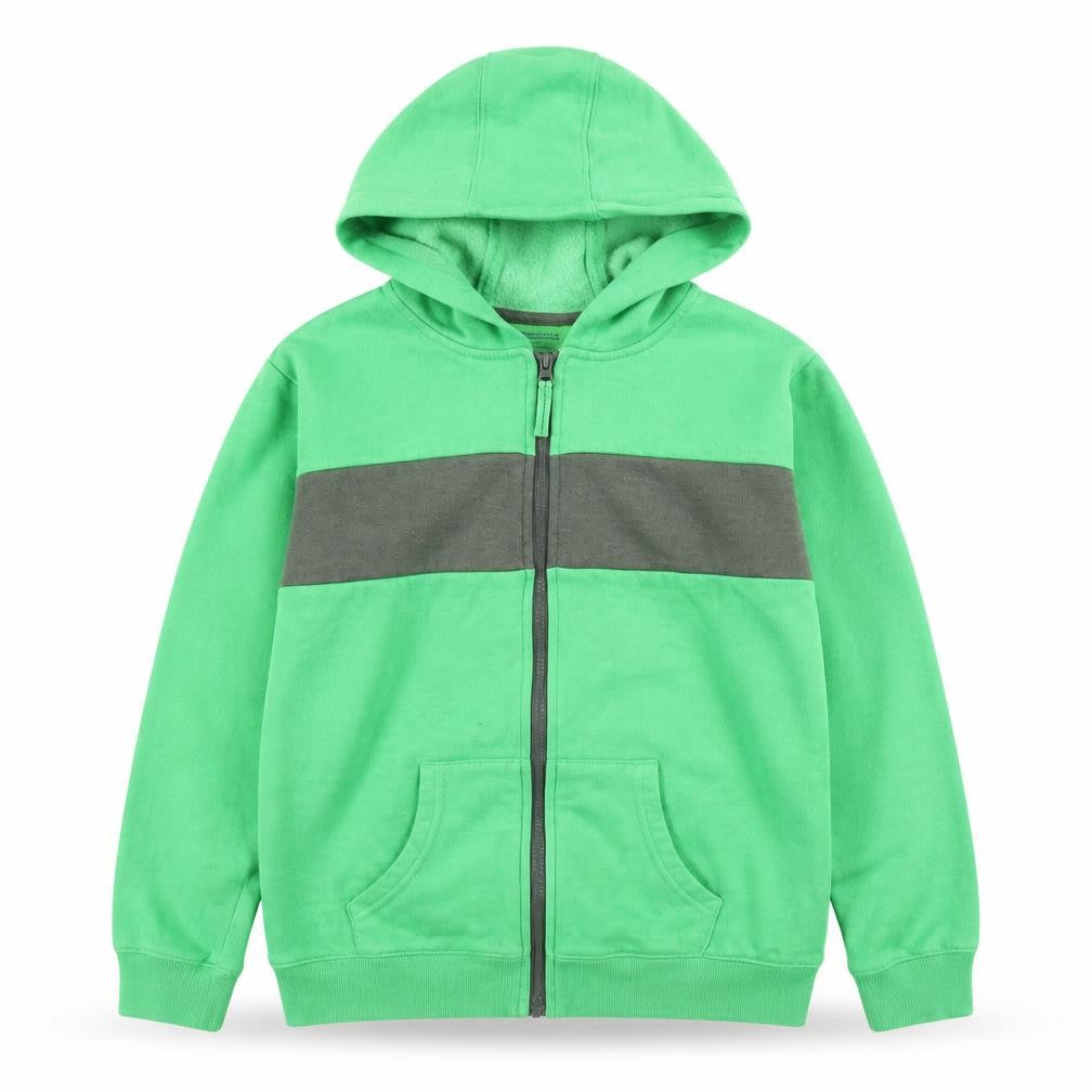 Front view of Mountain Warehouse boys’ green full zip hoodie - 13 years