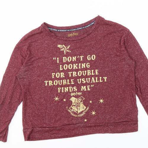 Harry Potter Women's Red Graphic Print T-Shirt L