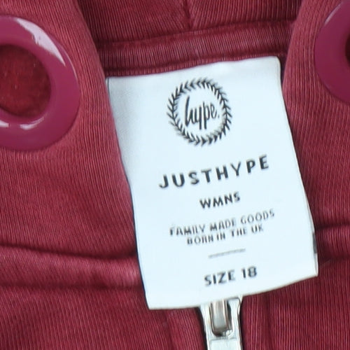 Hype Women's Red Full Zip Hoodie Size 18