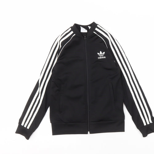 Adidas Boys Black Track Jacket 9-10 Years Full Zip Sports