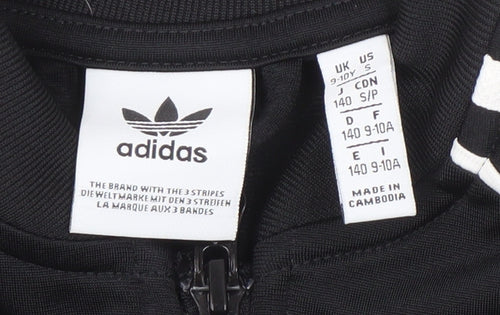Adidas Boys Black Track Jacket 9-10 Years Full Zip Sports