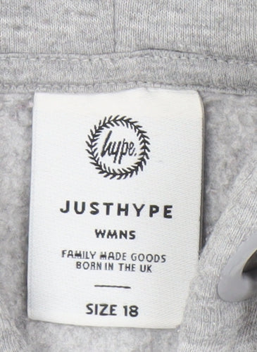 Hype Women's Grey Full Zip Hoodie Size 18