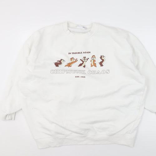Disney Women's White Chip 'n' Dale Pullover Graphic Sweatshirt Size 18