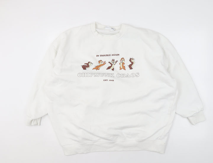 Disney Women's White Chip 'n' Dale Pullover Graphic Sweatshirt Size 18