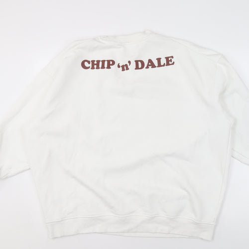 Disney Women's White Chip 'n' Dale Pullover Graphic Sweatshirt Size 18
