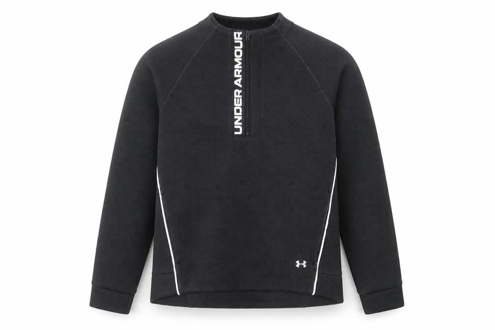 Front view of Under Armour Men's Black Pullover Sweatshirt L