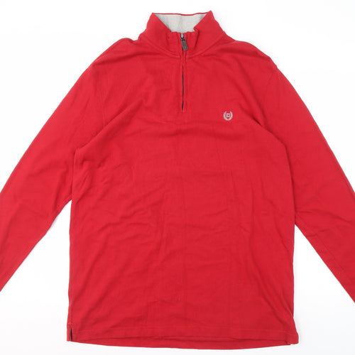 Chaps Men's Red 1/4 Zip Sweatshirt - Size L