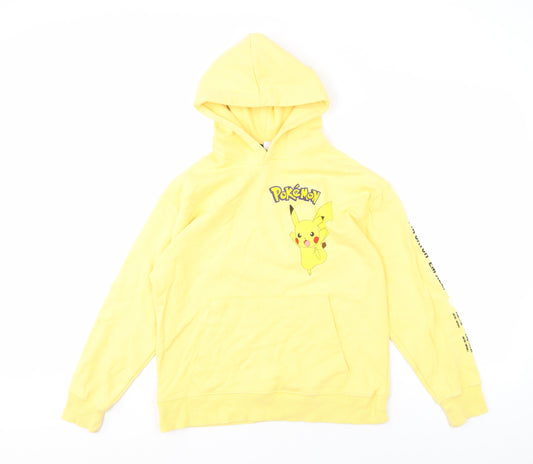 Front view of Zara boys’ yellow pokémon pikachu pullover hoodie, 11-12 years