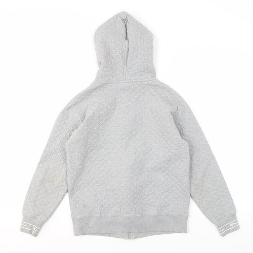 Champion Men’s Grey Full Zip Hoodie - Small, Quilted Style