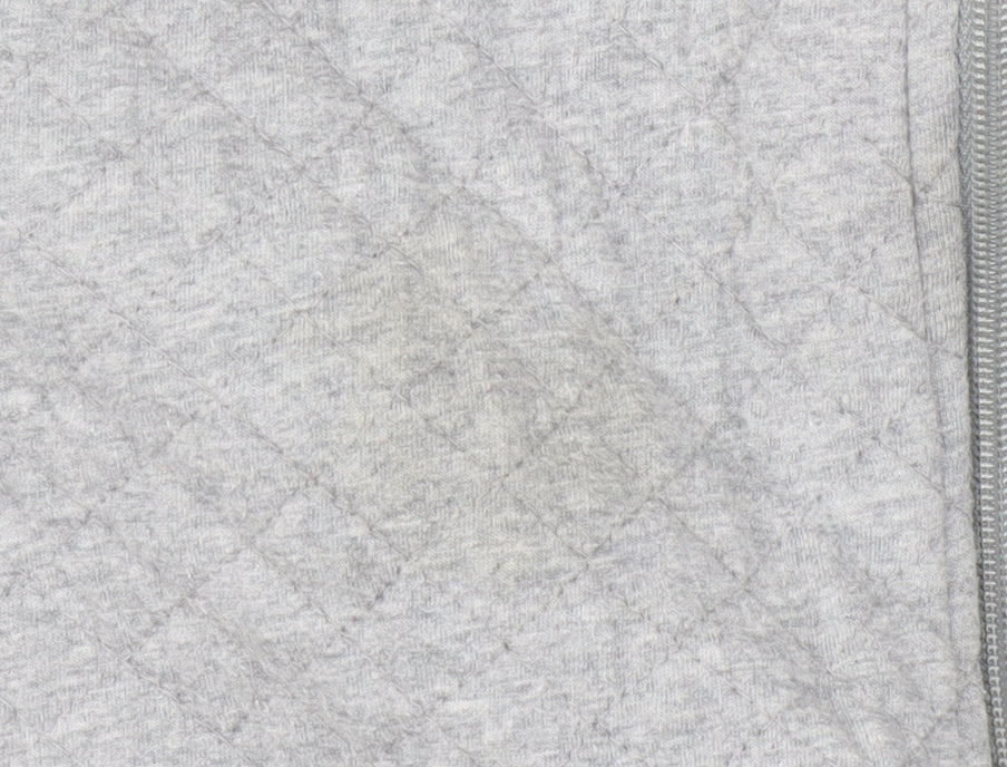 Champion Men’s Grey Full Zip Hoodie - Small, Quilted Style