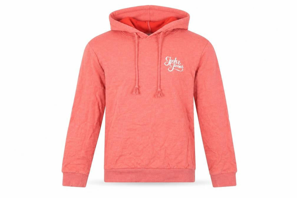Front view of Jack & Jones Men's Red Hoodie, size S, Pullover