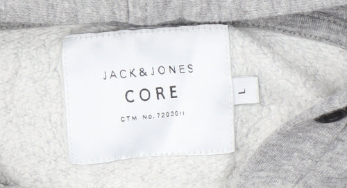 Jack & Jones Men's Grey Full Zip Hoodie, L, Regular Fit