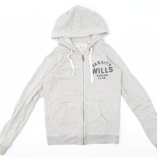 Jack Wills Women's Grey Full Zip Hoodie Size 8