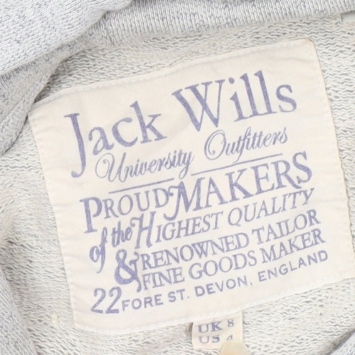 Jack Wills Women's Grey Full Zip Hoodie Size 8