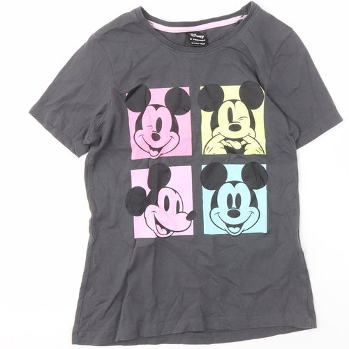 Disney Girls Black Mickey Mouse Graphic T-Shirt Size 10-11 Years