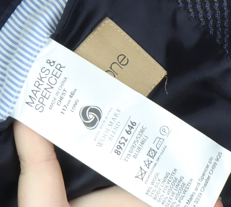 Marks and Spencer Men's Blue Wool Blazer 46 Long