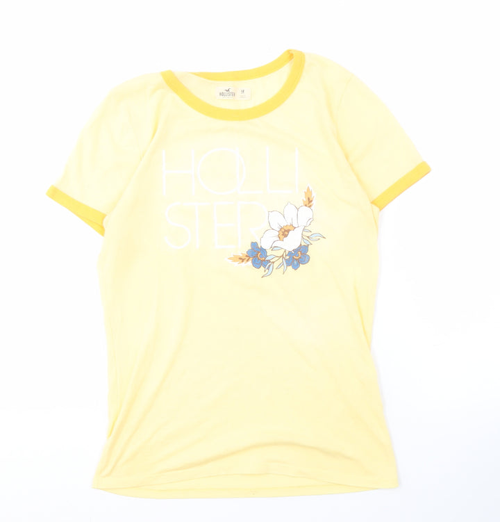 Hollister Women’s Yellow Ringer T-Shirt, M, Floral