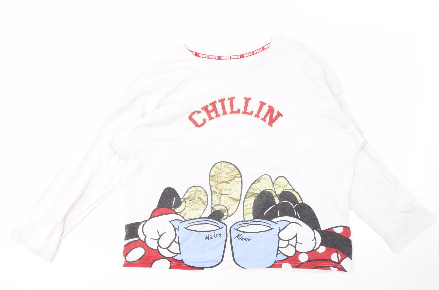 George Disney Mickey & Friends Pyjama Top, White, Size 16-18