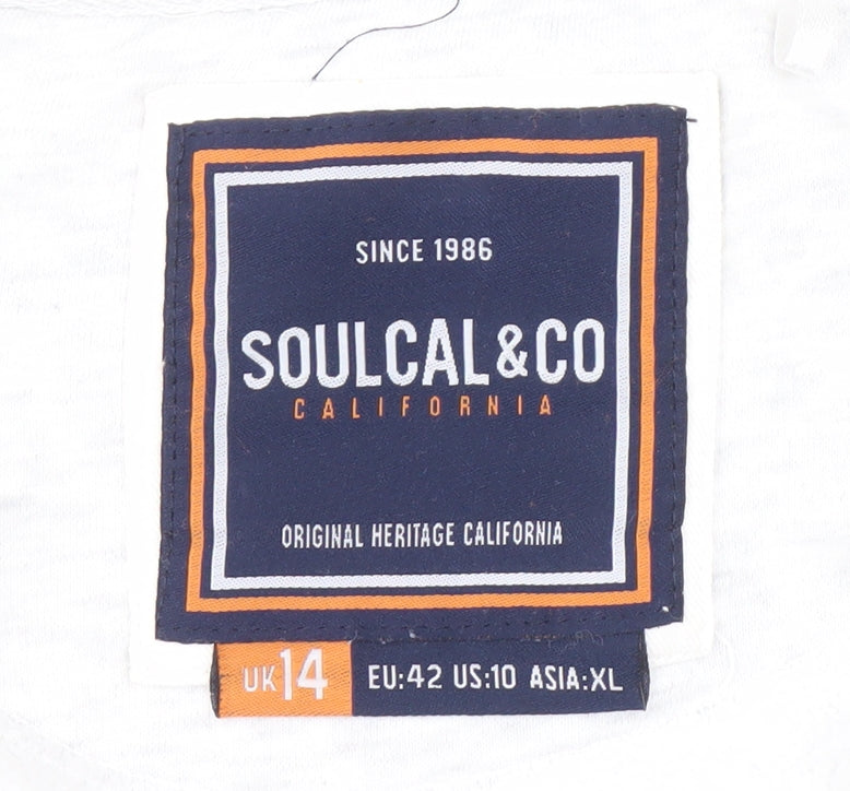 SoulCal & Co Women's White Hoodie Size 14 Full Zip