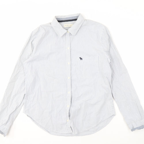 Abercrombie & Fitch Men's Blue Striped Long Sleeve Shirt