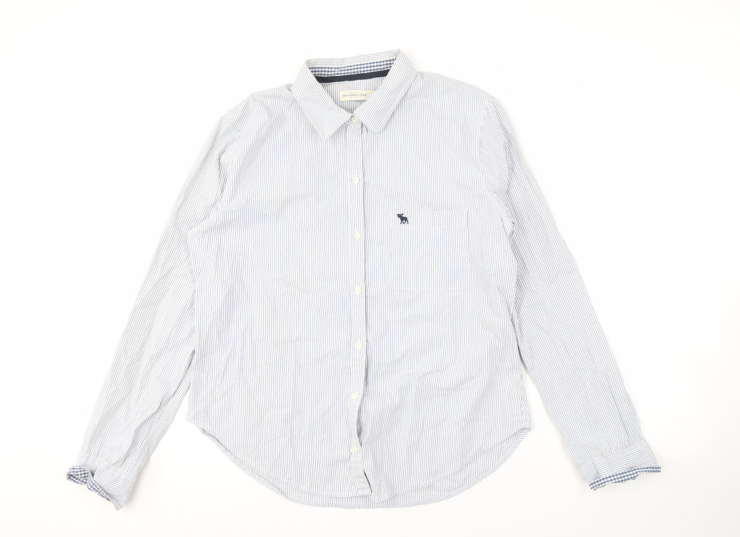 Abercrombie & Fitch Men's Blue Striped Long Sleeve Shirt