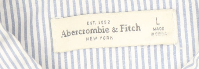 Abercrombie & Fitch Men's Blue Striped Long Sleeve Shirt