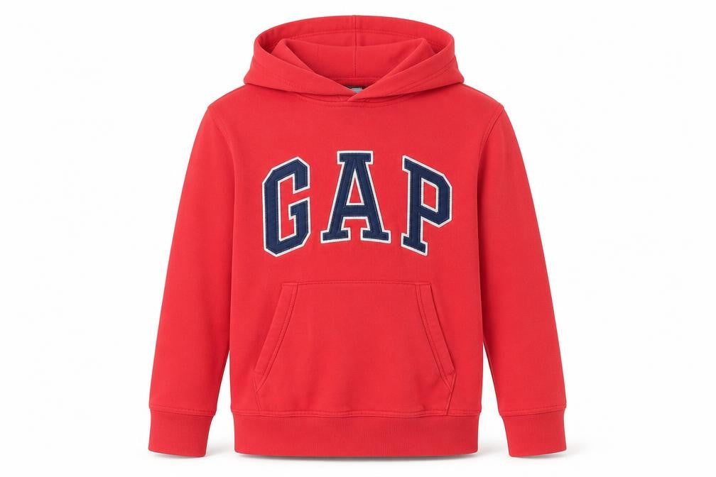 Front view of Gap boys’ red pullover hoodie -, size 12, years