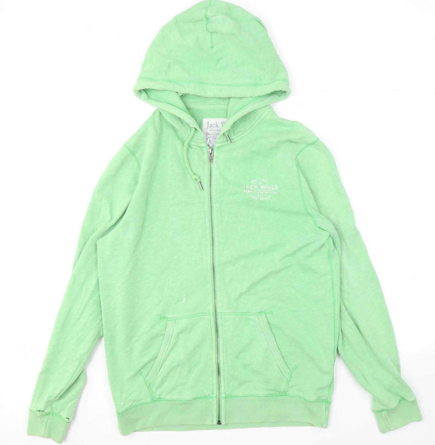 Jack Wills Men's Green L Full Zip Hoodie