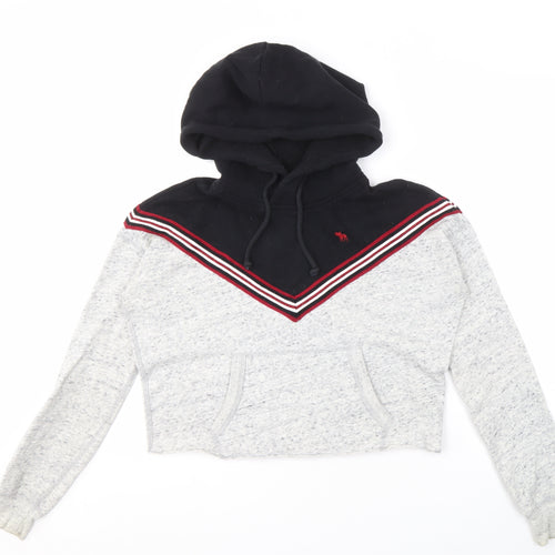 Abercrombie & Fitch Women's Pullover Hoodie, 2XS, Grey & Black
